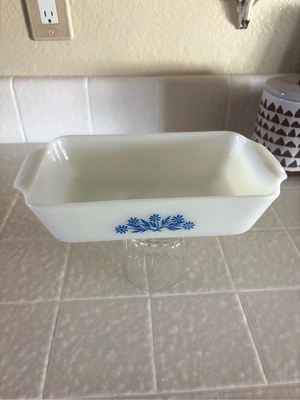 Anchor Hocking Fire-King Blue Cornflower baking dish Blue Floral Glass Baking